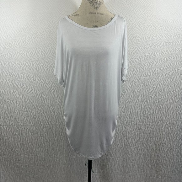 Made by Johnny Women's White Short Sleeve Boat Neck Dolman Top Side Shirring NWT - Picture 2 of 7